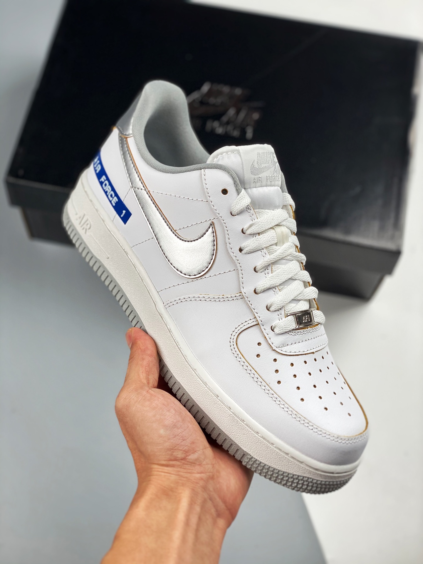 Air Force 1 Low blanco plata, horma y plantilla originales, estilo auténtico de Air Force, enfocado en el canal de come…
