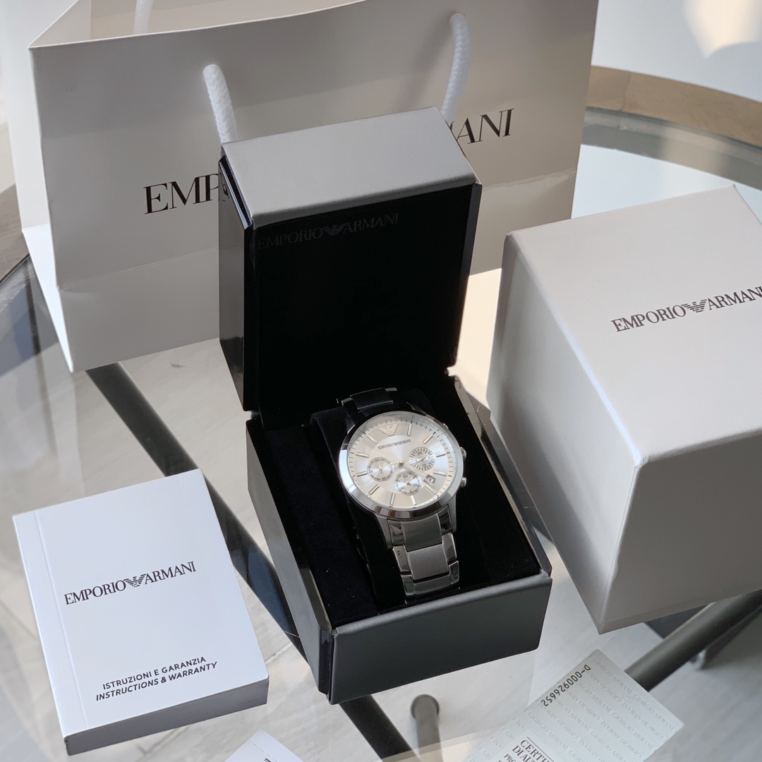 Armani Armani modelo clásico casual de negocios, modelo AR2458, esfera plateada, diseño de tres ojos, con fecha, reloj …