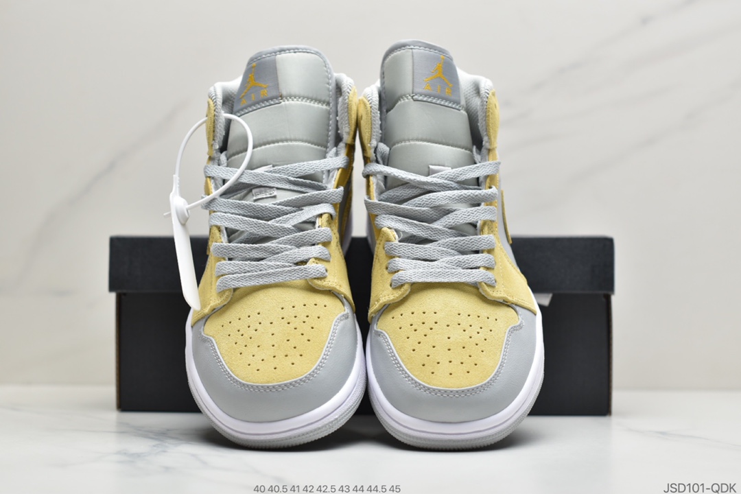 200 公司级乔丹中帮Air Jordan 1 Mid 蓝幻勾彩色刺绣鞋头白蓝拼接852542-146