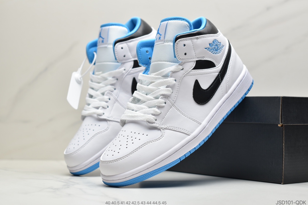 200 公司级乔丹中帮Air Jordan 1 Mid 蓝幻勾彩色刺绣鞋852542-146