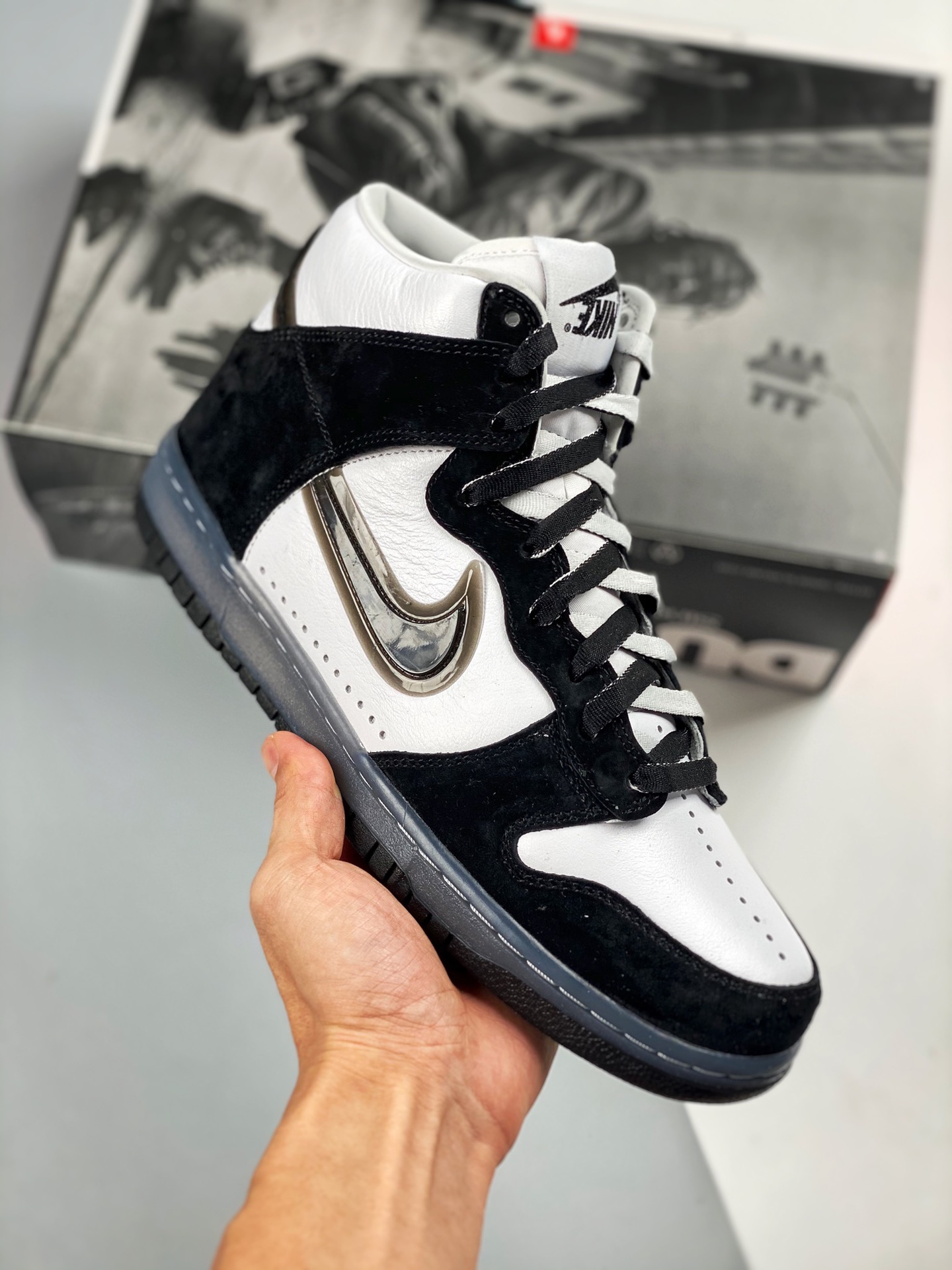 SIam Jam Nike SB Dunk High blanco y negro, producido por gran fábrica original pura, la mejor versión actual del mercad…