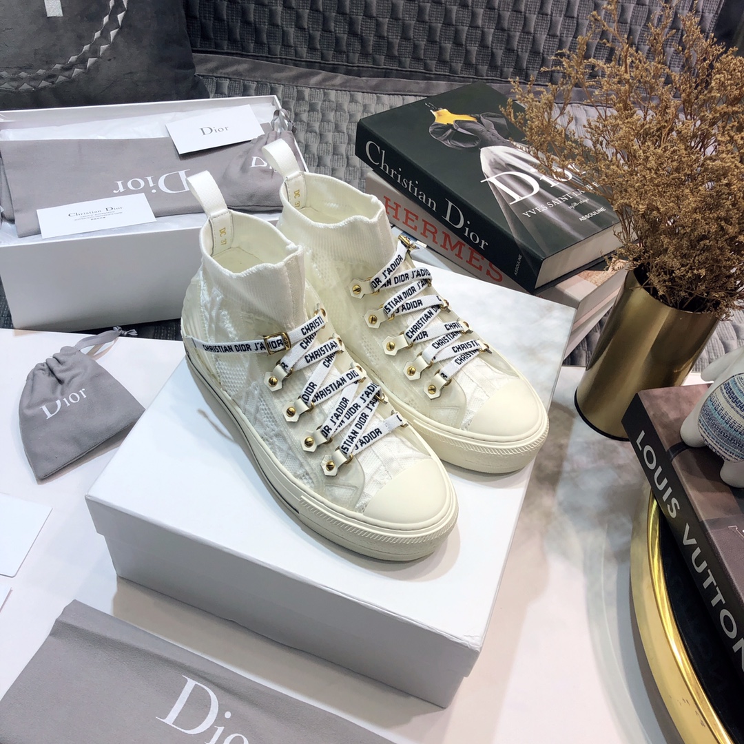 Dior Shoes Sneakers Yellow Cotton Knitting Summer Collection Low Tops