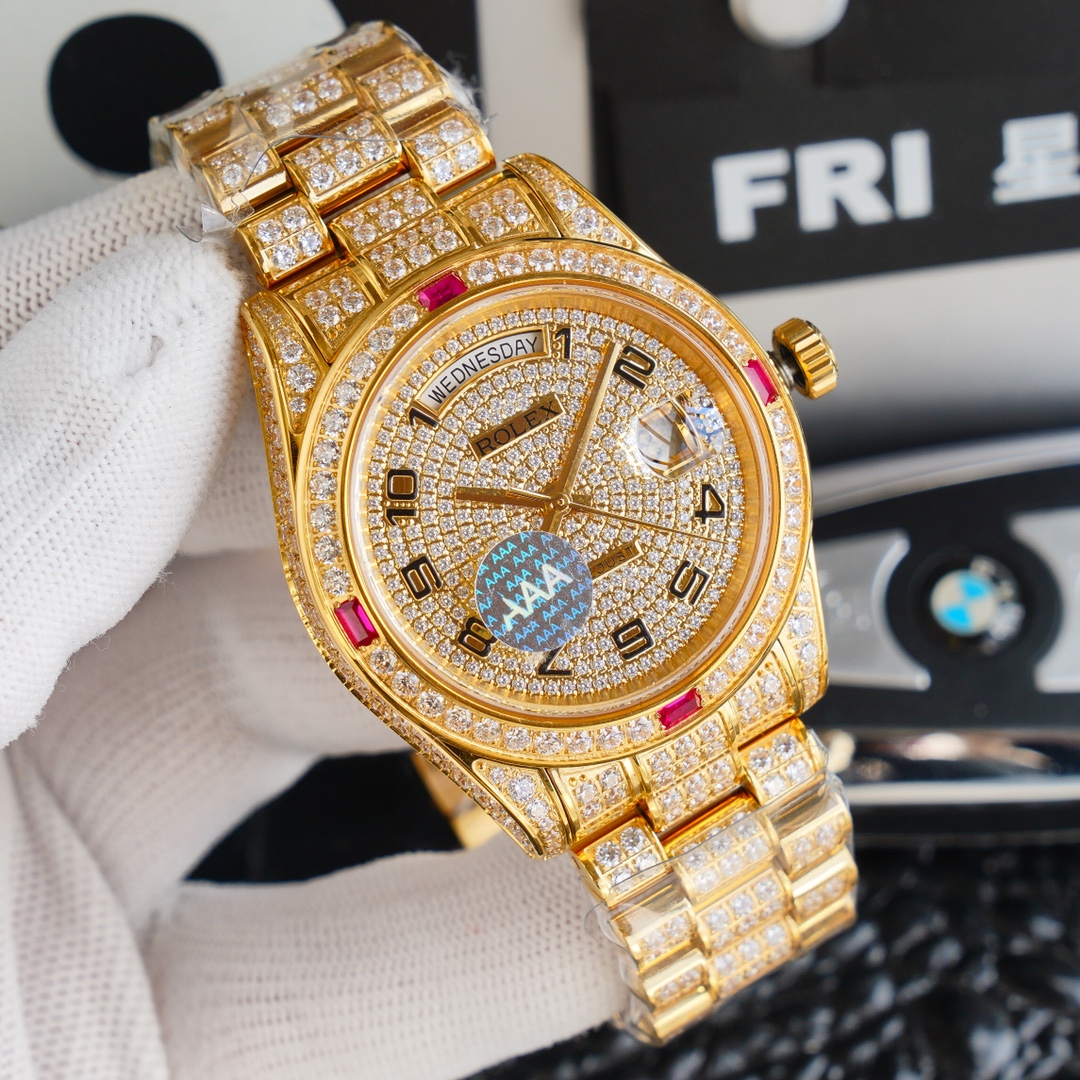 Rolex Reloj El mejor sitio web para la réplica
 Azul Incrustados con diamantes Day-Date Automatic Mechanical Movement