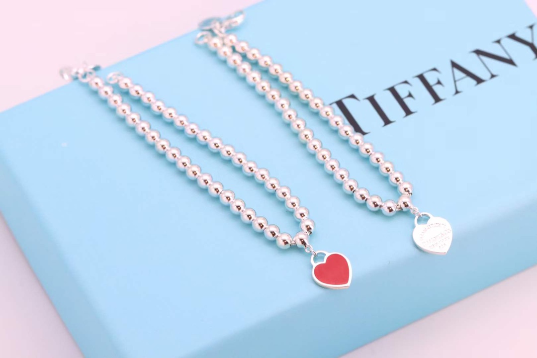 Tiffany & Co. Tiffany&Co . 红心圆珠纯银手链