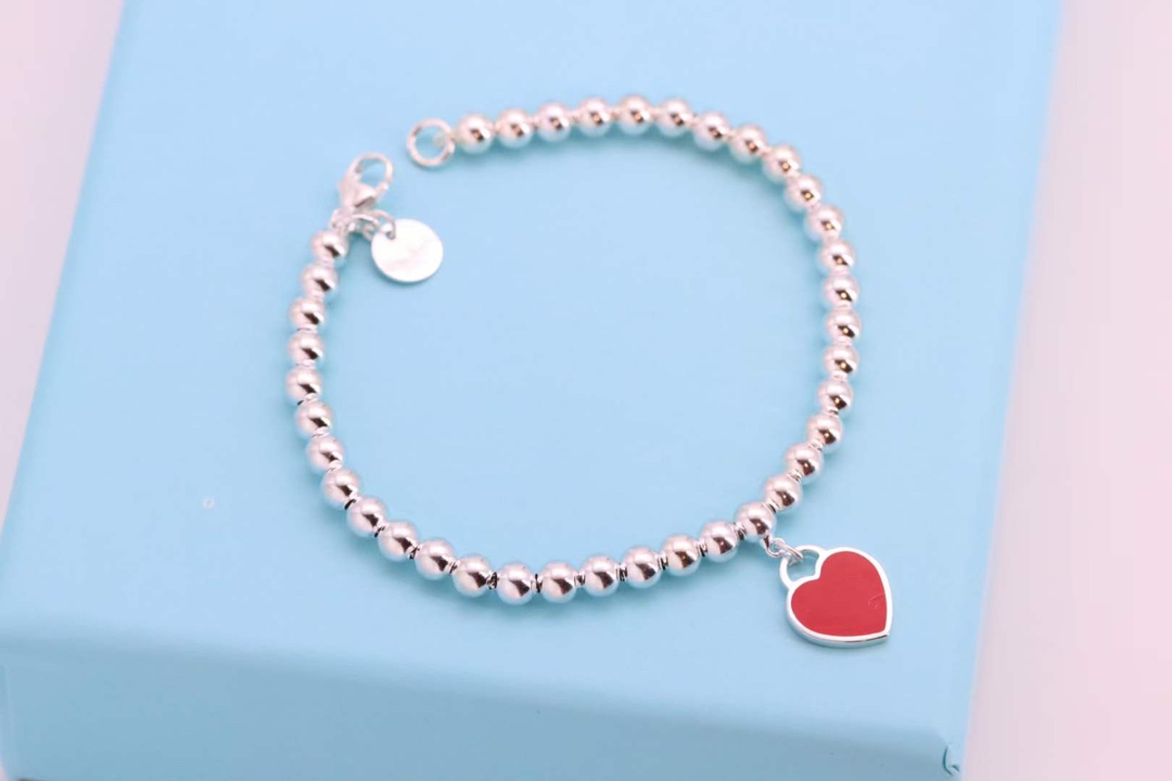 Tiffany & Co. Tiffany&Co . 红心圆珠纯银手链