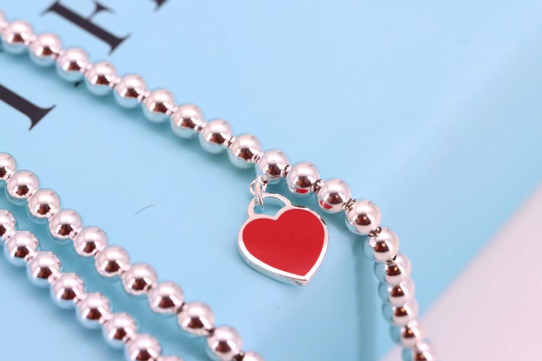Tiffany & Co. Tiffany&Co . 红心圆珠纯银手链