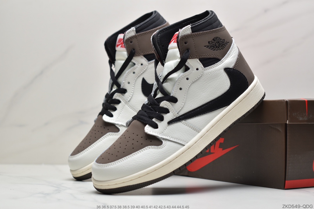 260 公司级Travis Scott x Air Jordan AJ1 High OG TS SP 联名深棕白面倒勾 CD4487-100