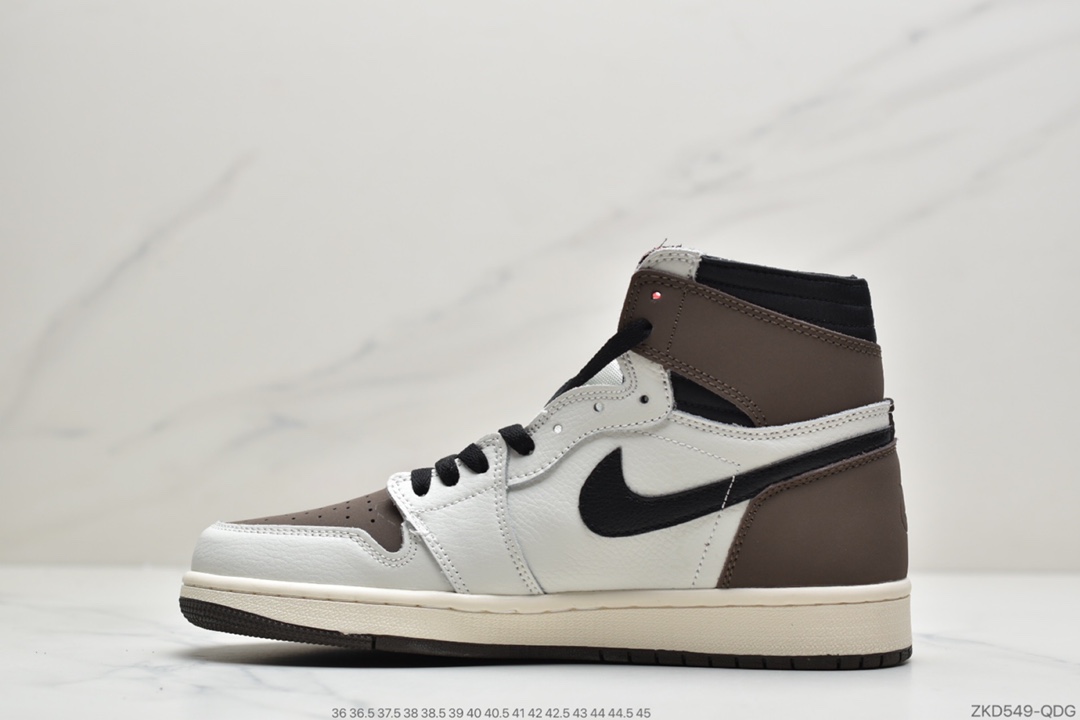 260 公司级Travis Scott x Air Jordan AJ1 High OG TS SP 联名深棕白面倒勾 CD4487-100