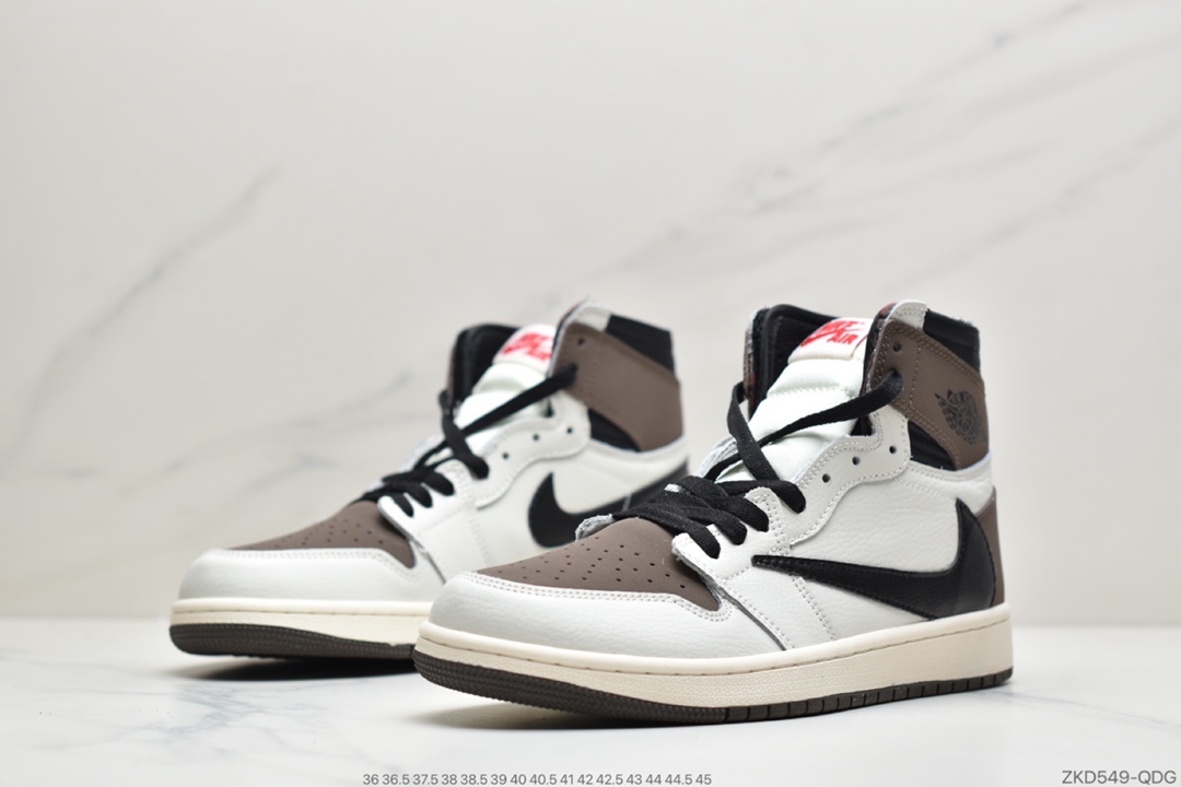260 公司级Travis Scott x Air Jordan AJ1 High OG TS SP 联名深棕白面倒勾 CD4487-100