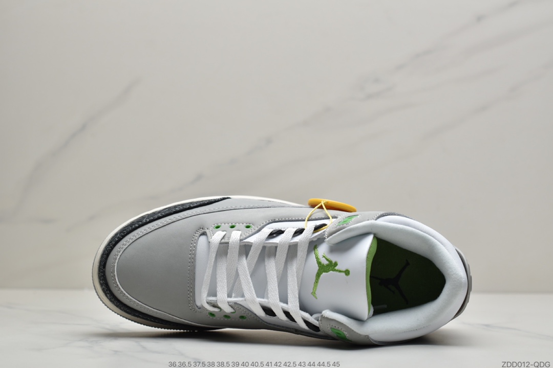 240 公司级耐克Air Jordan 3 Retro”Chlorophyll”迈克尔·乔丹AJ3代中帮古复休闲运动文化球篮鞋“叶素绿灰绿手稿”136064-006