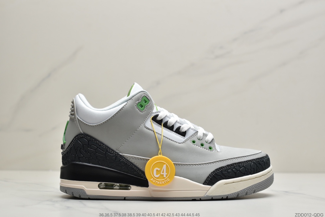 240 公司级耐克Air Jordan 3 Retro”Chlorophyll”迈克尔·乔丹AJ3代中帮古复休闲运动文化球篮鞋“叶素绿灰绿手稿”136064-006