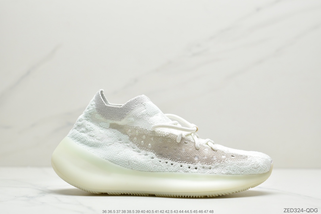 260 侃爷联乘adidas Originals YEEZY BOOST 380 V1”Calcite Glow”百搭轻便爆米花中底休闲运动袜子慢跑鞋“夜光白椰子”GZ8668