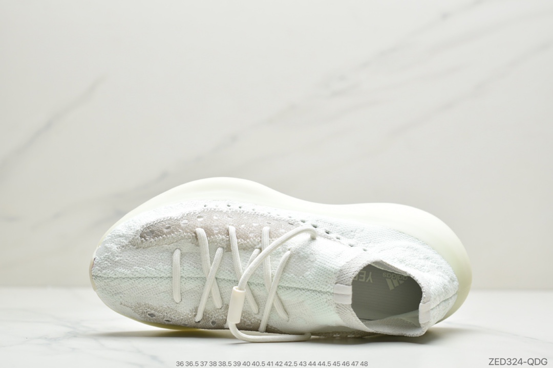 260 侃爷联乘adidas Originals YEEZY BOOST 380 V1”Calcite Glow”百搭轻便爆米花中底休闲运动袜子慢跑鞋“夜光白椰子”GZ8668