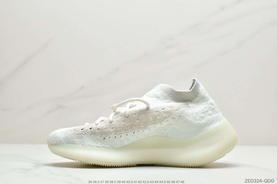 260 侃爷联乘adidas Originals YEEZY BOOST 380 V1”Calcite Glow”百搭轻便爆米花中底休闲运动袜子慢跑鞋“夜光白椰子”GZ8668