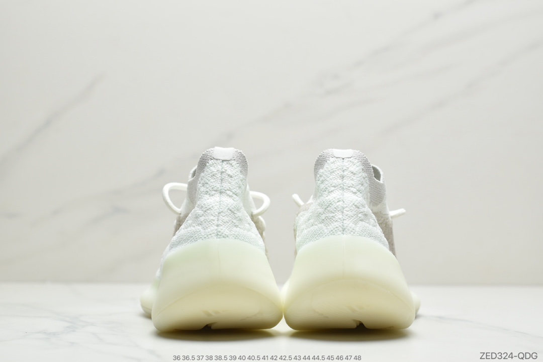 260 侃爷联乘adidas Originals YEEZY BOOST 380 V1”Calcite Glow”百搭轻便爆米花中底休闲运动袜子慢跑鞋“夜光白椰子”GZ8668