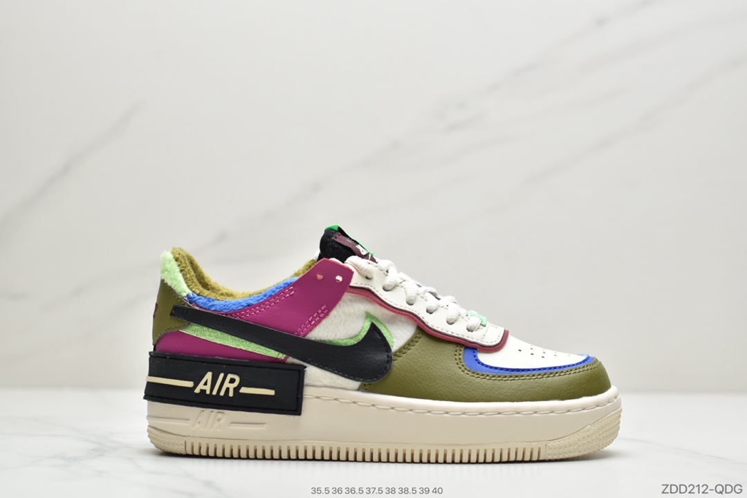 220 公司级耐克 NK WMNS Air Force 1 Shadow灰褐轻量增高低帮百搭板鞋”拼接马卡龙” CT1985-500