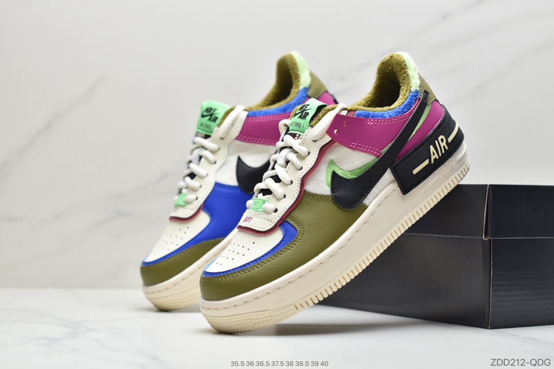 220 公司级耐克 NK WMNS Air Force 1 Shadow灰褐轻量增高低帮百搭板鞋”拼接马卡龙” CT1985-500