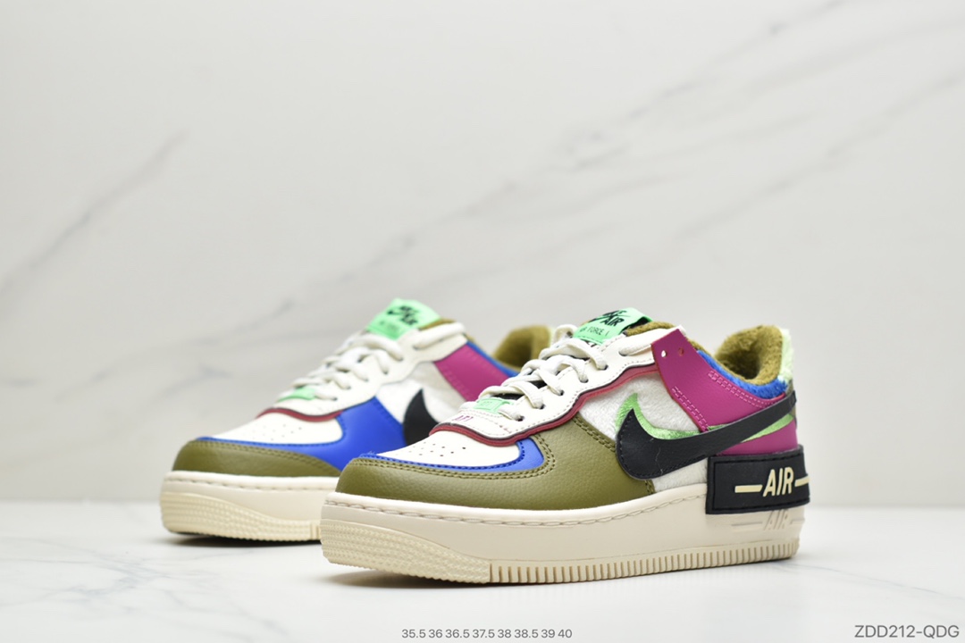 220 公司级耐克 NK WMNS Air Force 1 Shadow灰褐轻量增高低帮百搭板鞋”拼接马卡龙” CT1985-500
