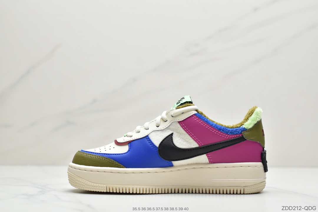 220 公司级耐克 NK WMNS Air Force 1 Shadow灰褐轻量增高低帮百搭板鞋”拼接马卡龙” CT1985-500