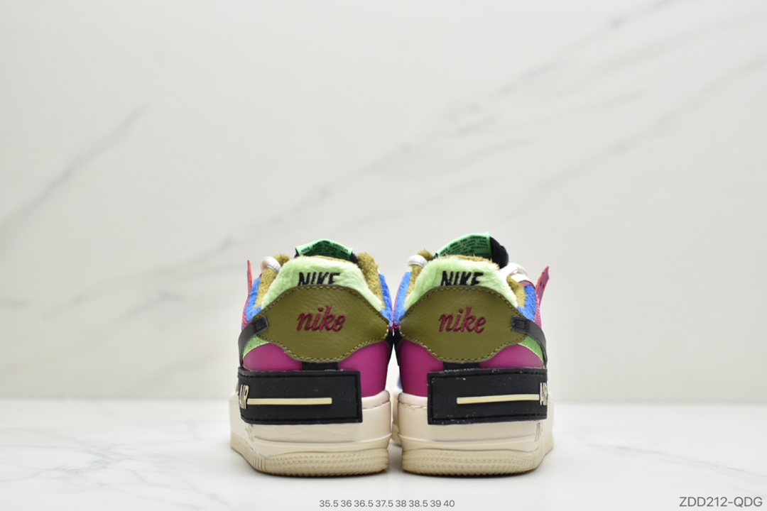 220 公司级耐克 NK WMNS Air Force 1 Shadow灰褐轻量增高低帮百搭板鞋”拼接马卡龙” CT1985-500