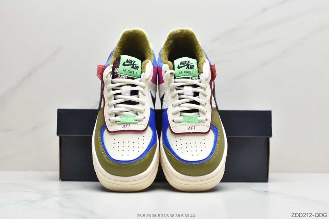 220 公司级耐克 NK WMNS Air Force 1 Shadow灰褐轻量增高低帮百搭板鞋”拼接马卡龙” CT1985-500
