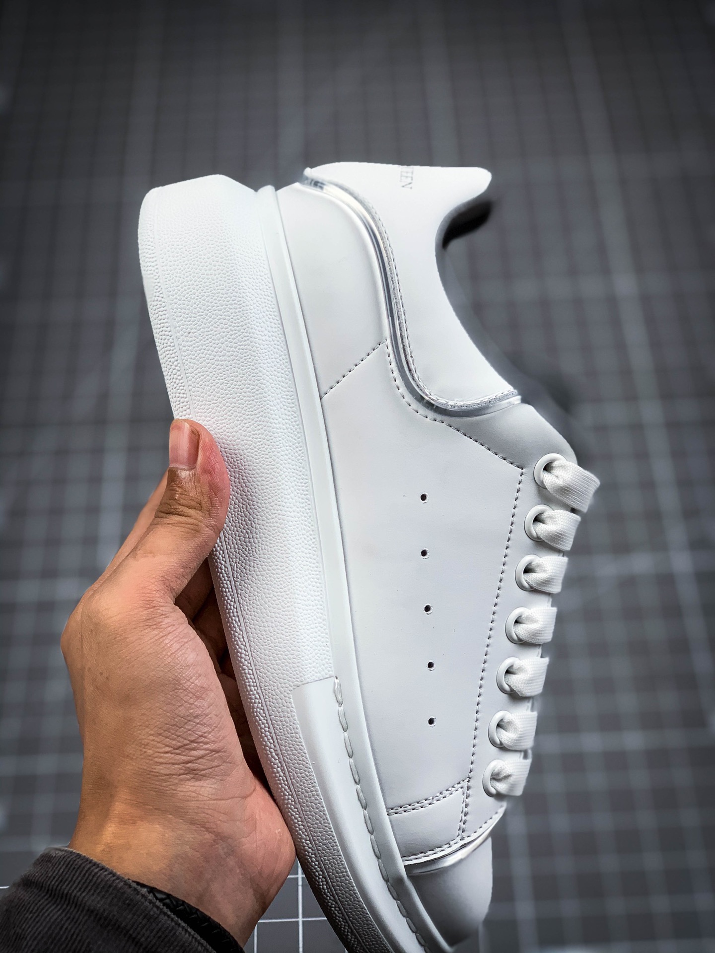 480 顶级独家代购版芯片可扫 Alexander McQueen/亚历山大麦昆 松糕鞋厚增底高小白鞋/全白 42 43 44