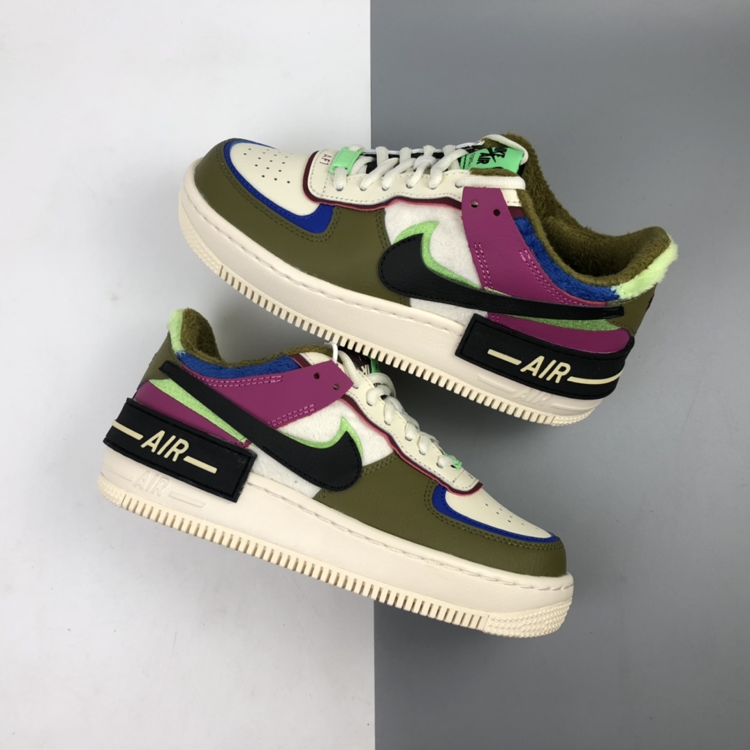 220 Nk Air Force 1 Shadow 空军一号加绒 马卡龙卡其灰轻量增高低帮百搭板鞋 CT1985-500