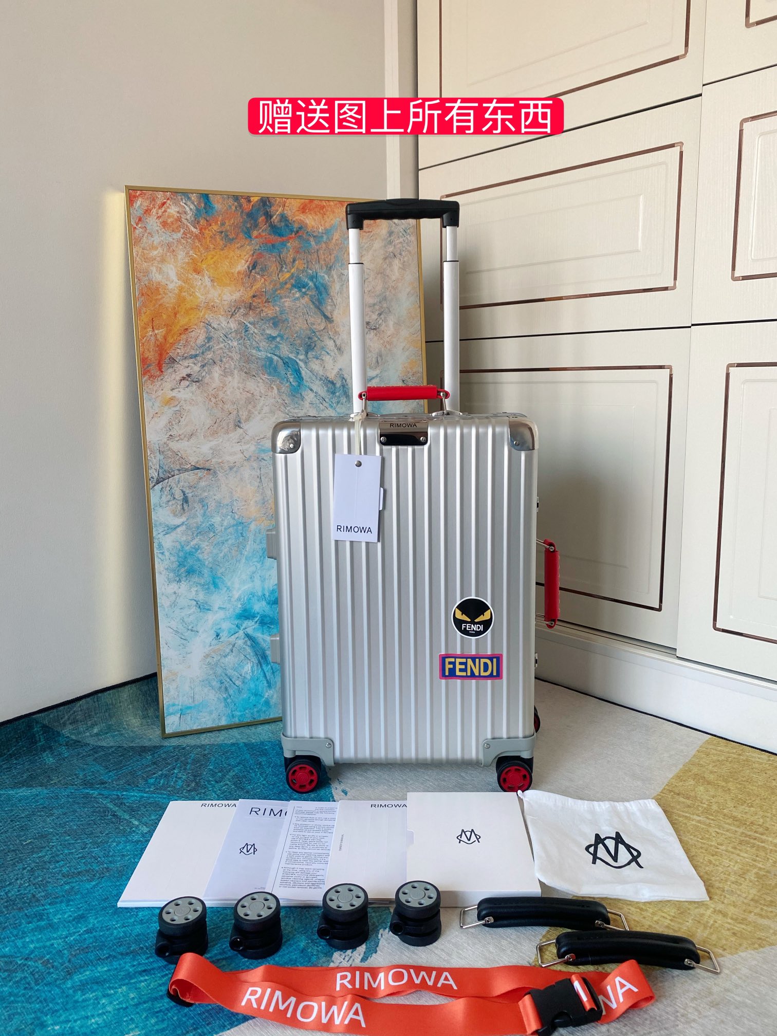 Rimowa nuevo modelo de mostrador anual, asa de cuero de colores, etiqueta colgante de la versión correcta, manija elást…