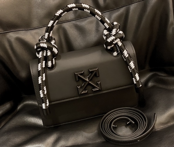 Off-White 1.4 Jitney Black Rope Handle Leather Top Handle Bag 22cm 1 Off-White 1.4 Jitney Black Rope Handle Leather Top Handle Bag 22cm