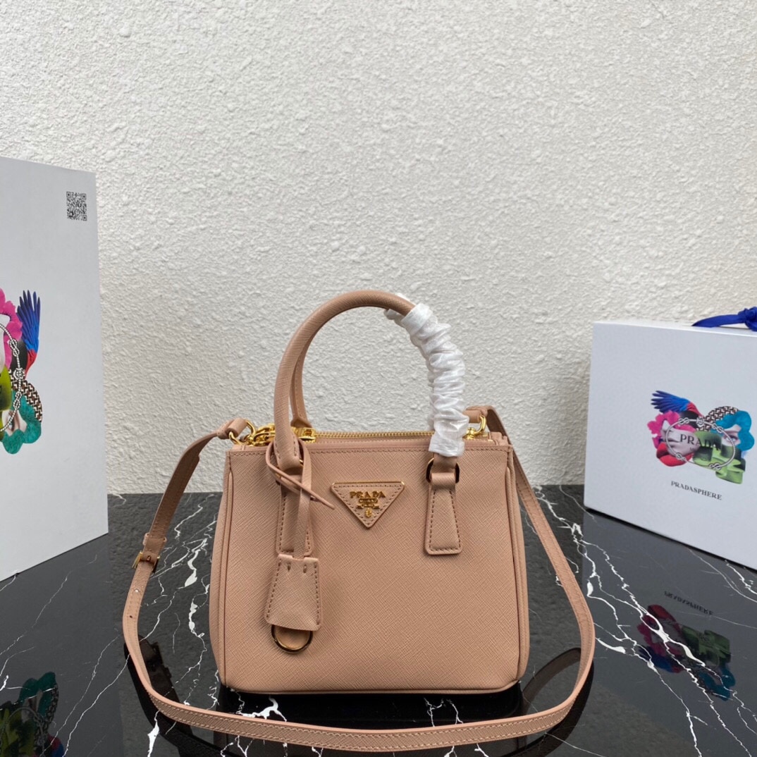 Prada Galleria Handbags Clutches & Pouch Bags Online Store
 Gold Saffiano Leather Mini