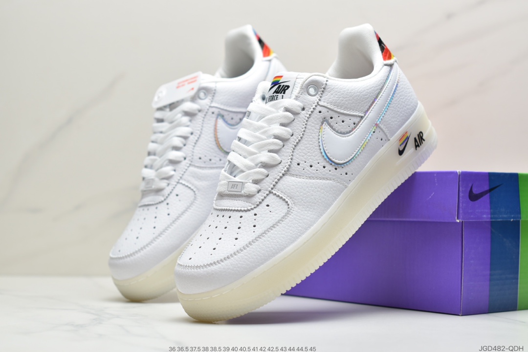 180 公司级耐克Nike Air Force 1 Low 白镭射 空军一号百帮低搭休闲运板动鞋 CV1724-104