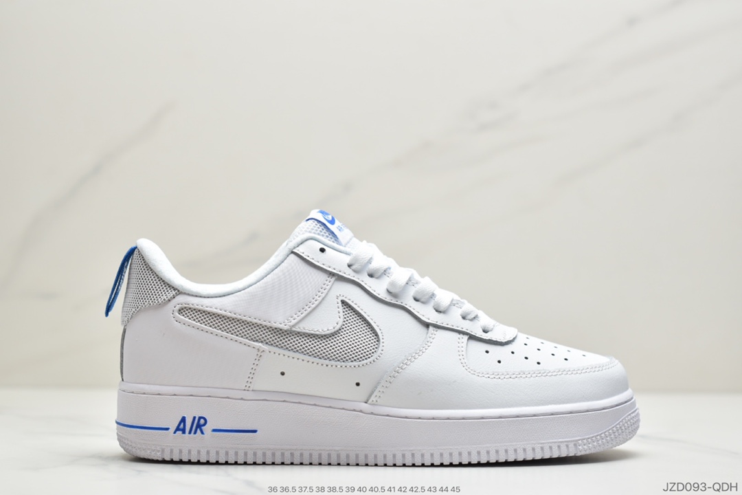 140 公司级耐克Nike Air Force 1'07 “白蓝网勾”镂空编织勾钩 百搭空军一号板鞋元年款篮球鞋DC1429-001