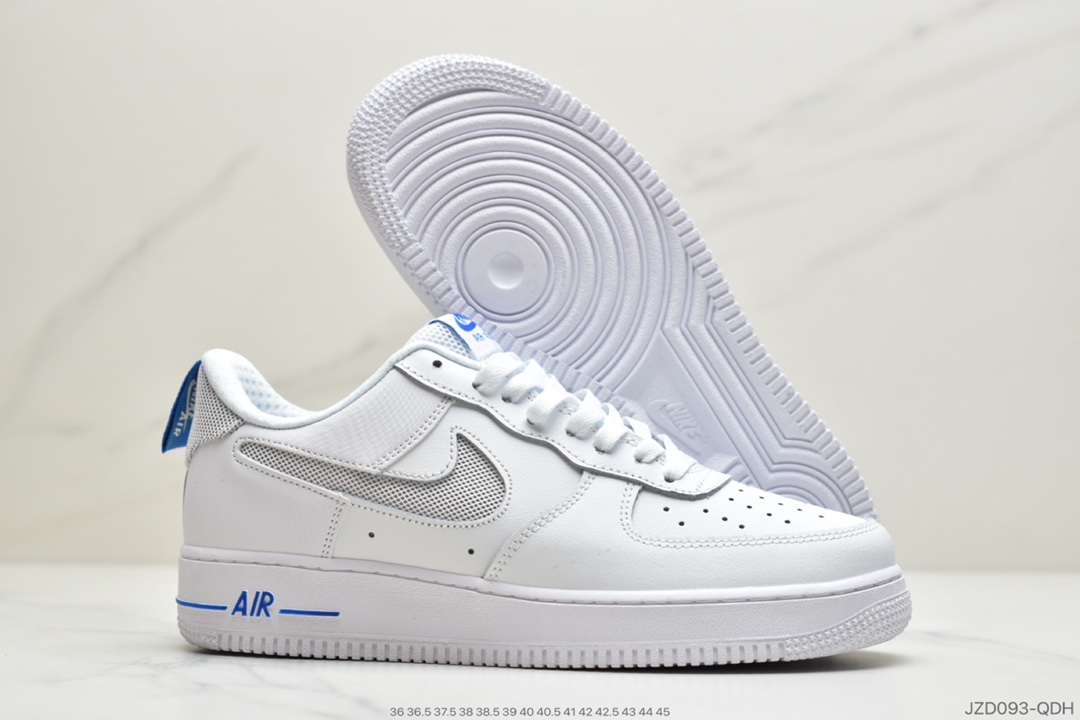 140 公司级耐克Nike Air Force 1'07 “白蓝网勾”镂空编织勾钩 百搭空军一号板鞋元年款篮球鞋DC1429-001