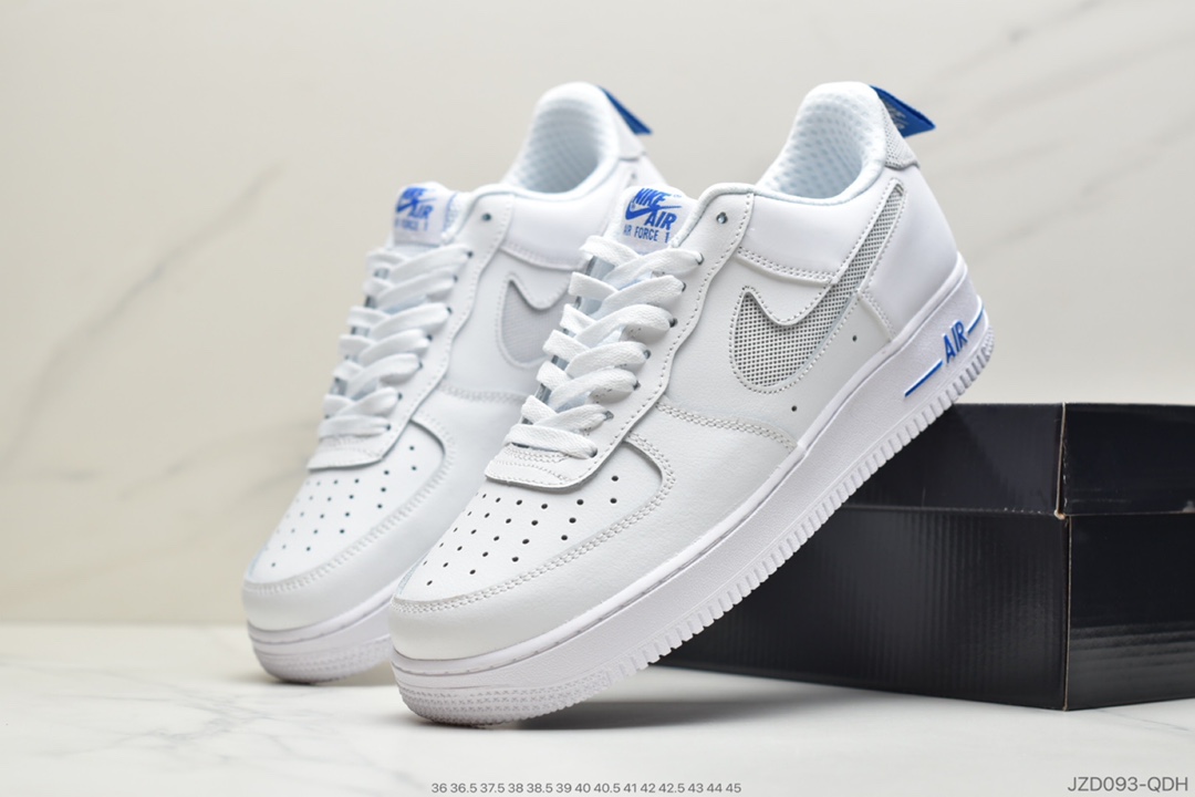 140 公司级耐克Nike Air Force 1'07 “白蓝网勾”镂空编织勾钩 百搭空军一号板鞋元年款篮球鞋DC1429-001