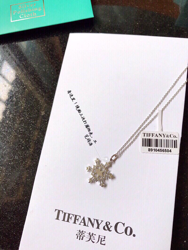Tiffany & Co. 拥抱 Tiffany&Co 同步 配图片防伪标签 新款雪花 项链