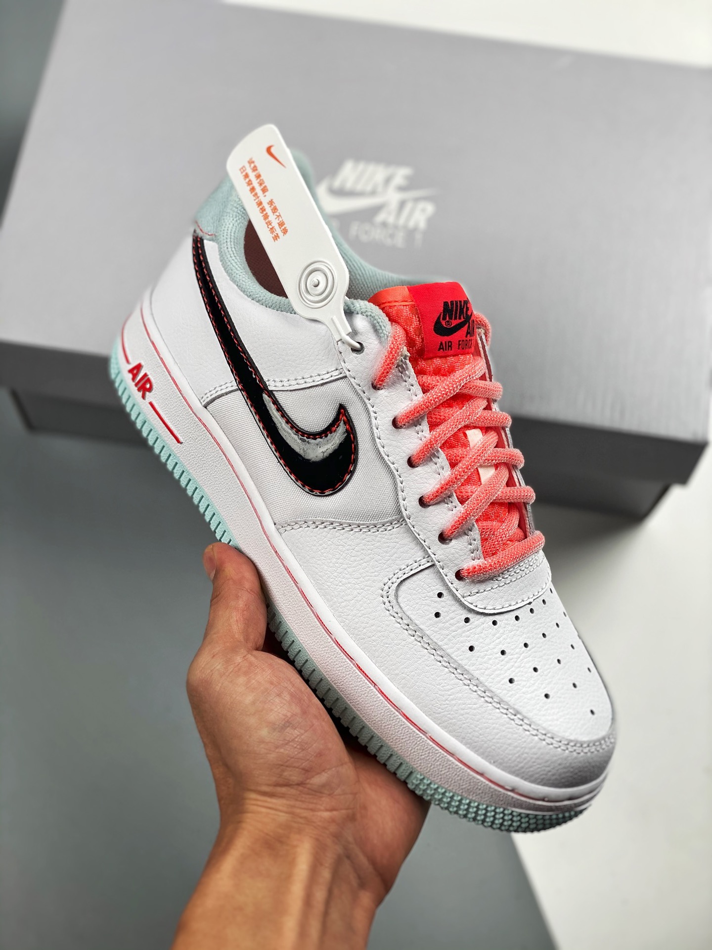 Air Force 1 '07 Lv8 blanco azul rosa, horma original y datos de papel originales, fotos reales de estreno, #entresuela …