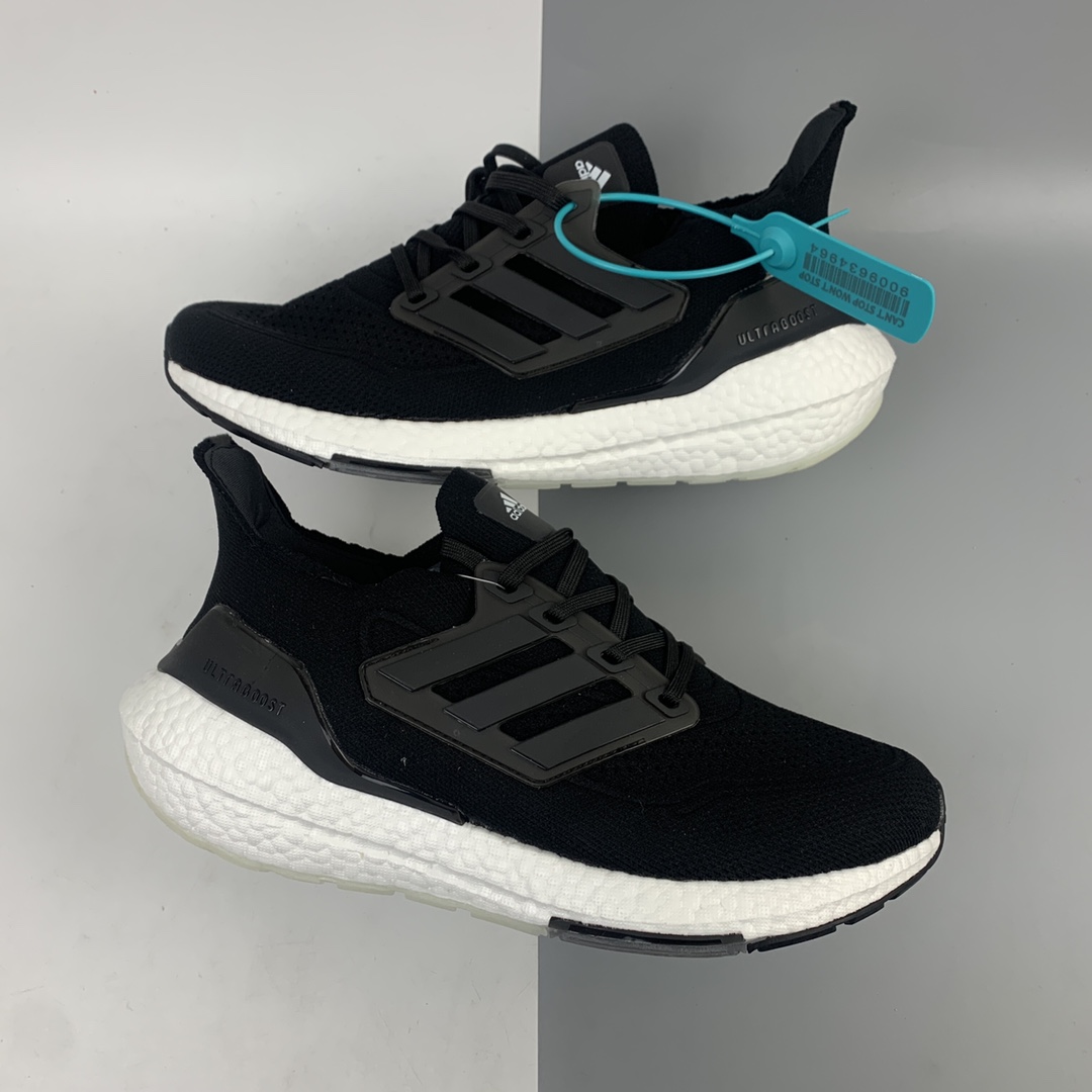 200 Adidas UltraBoost 21 加厚爆米花袜套式针织鞋面休闲运动慢跑鞋 FY0378