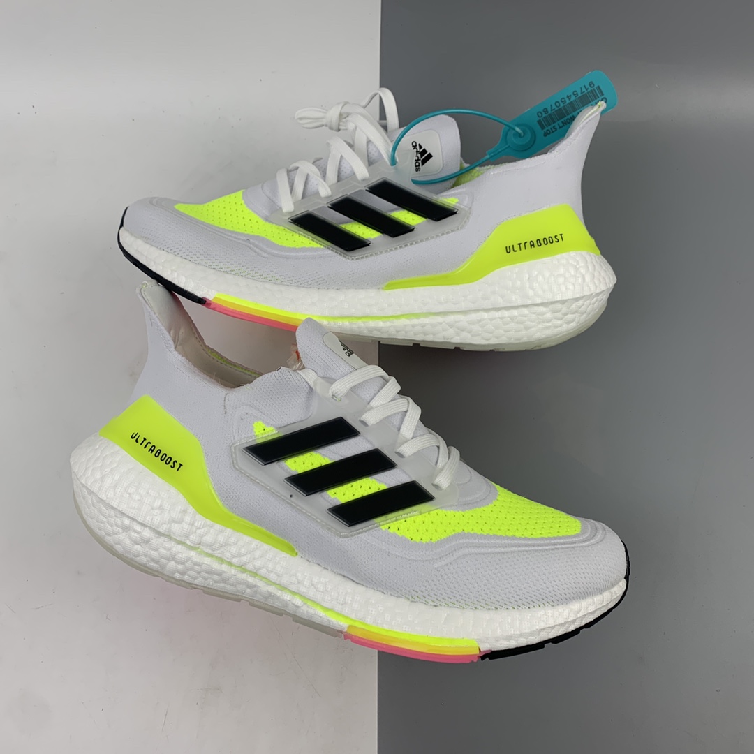 200 Adidas UltraBoost 21 加厚爆米花袜套式针织鞋面休闲运动慢跑鞋 FY0377