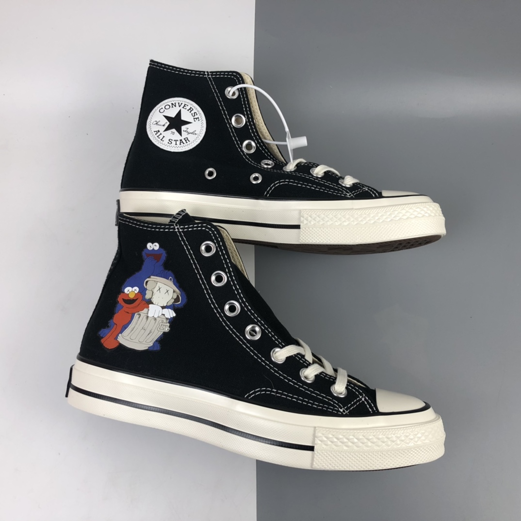 130 Converse 芝麻街卡通联名涂鸦限定款三星标帆布鞋 162050C