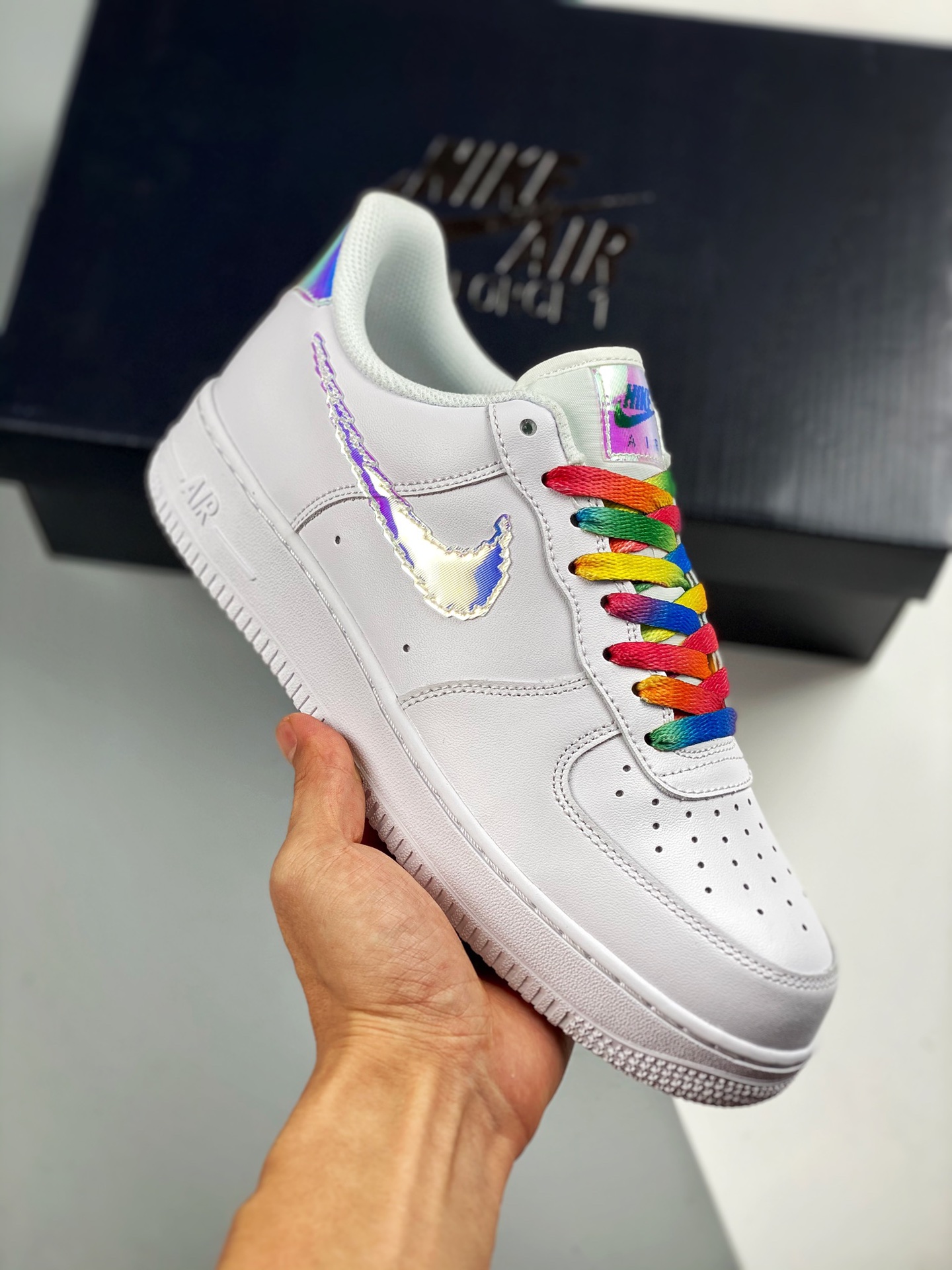 Air Force 1'07 Lv8 arcoíris 🌈 horma y datos de papel originales, primer vistazo real #Acolchado de aire Air Sole de lo…