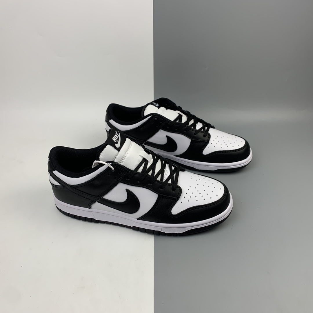 300 NK SB Dunk Low 黑白熊猫头层休闲板鞋 DD1391-100