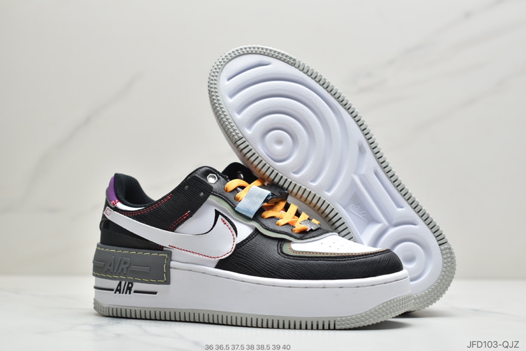 180 公司级耐克Nike Air Force 1 Shadow 轻量增高低帮百搭板鞋”拼接马卡龙”  DC2542-001