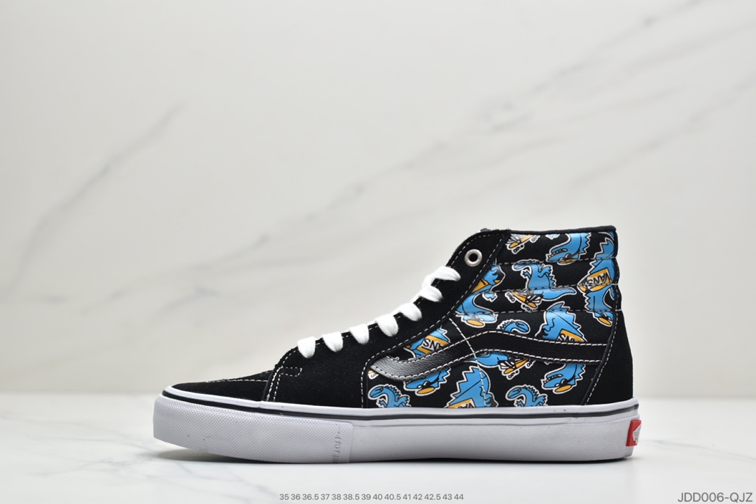 120 公司级万斯 恐龙 黑蓝 越墙VANS范斯SK8-Hi PRO恐龙高帮男女运动休闲滑板鞋VN0A45JDRW7