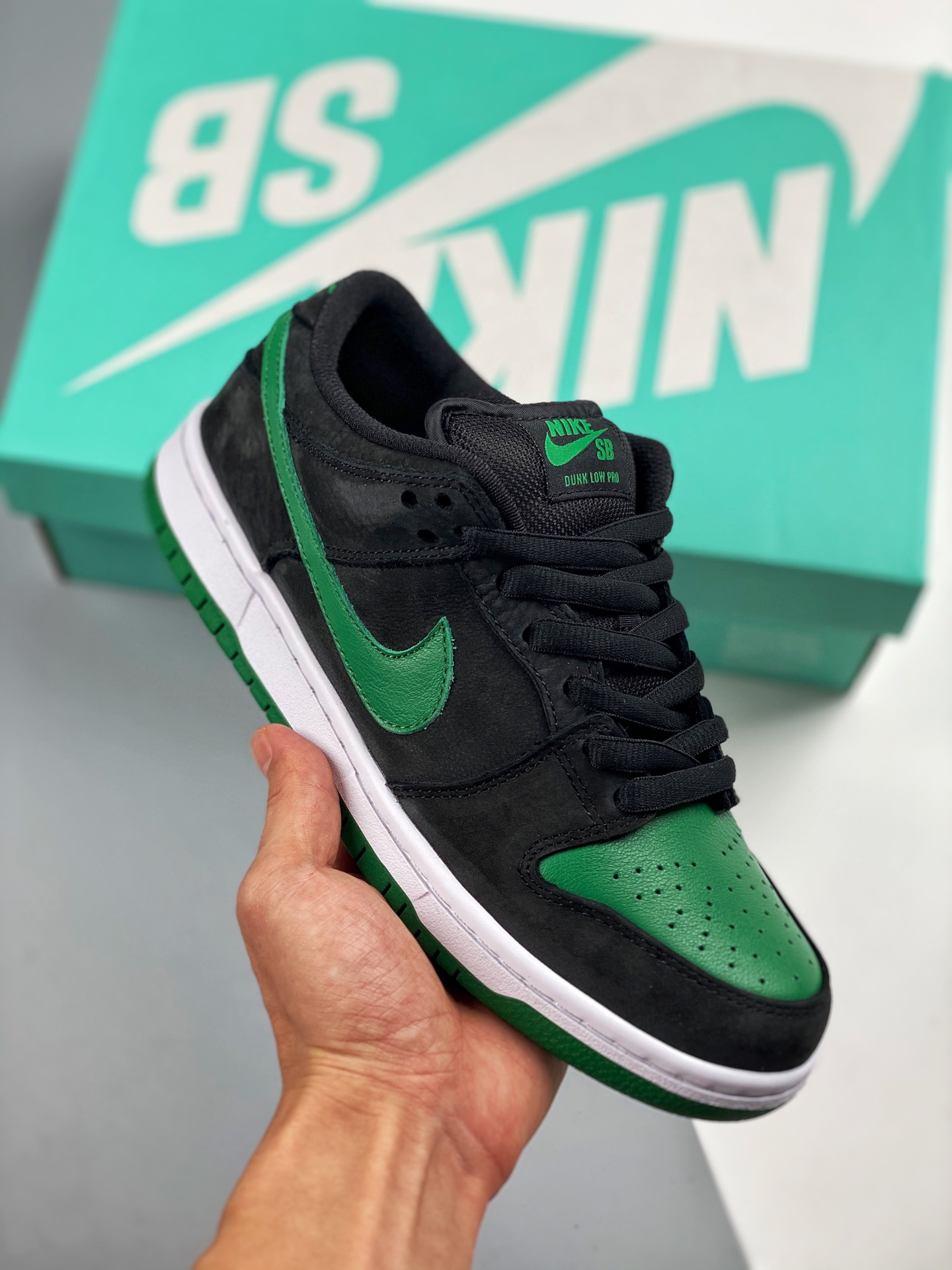 Nike SB Dunk Low Pro negro/verde, fabricado por gran fábrica, muy recomendado👏 Material original de capa superior, pro…
