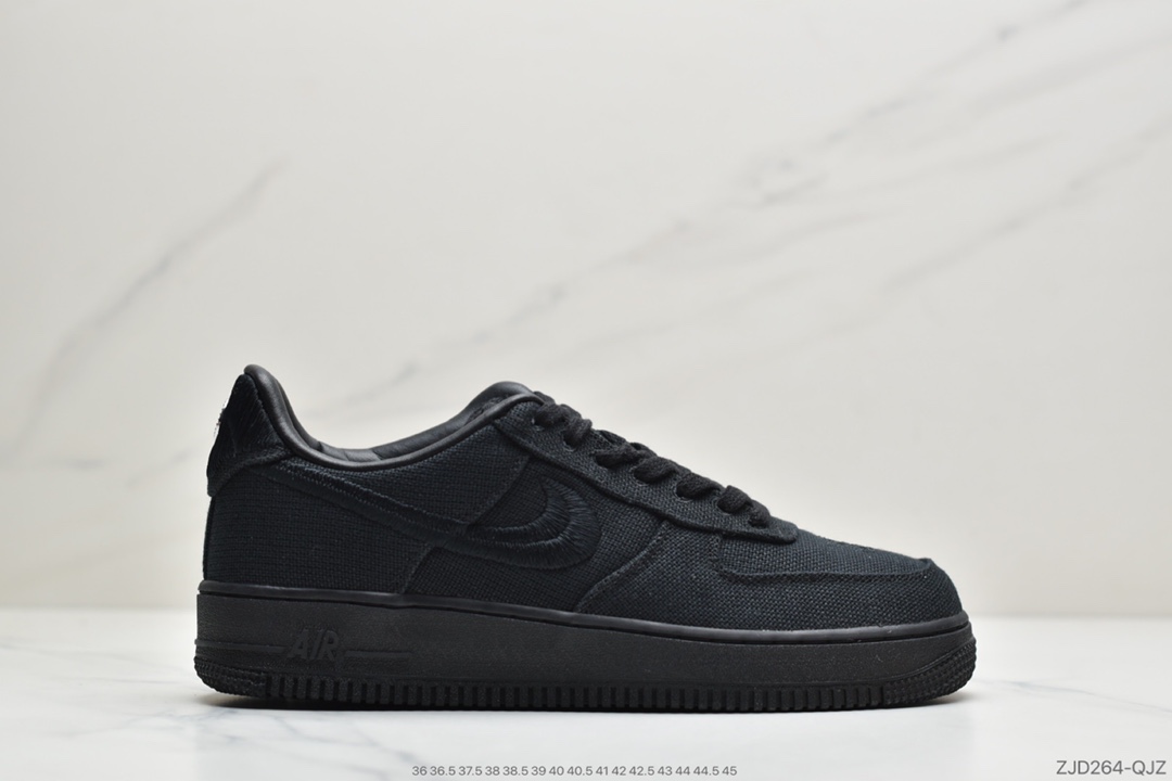 240 Stussy斯图西 x Nike Air Force 1 '07 Low”Black Cool”空军低帮经典百搭休闲运动板鞋CZ9084-200