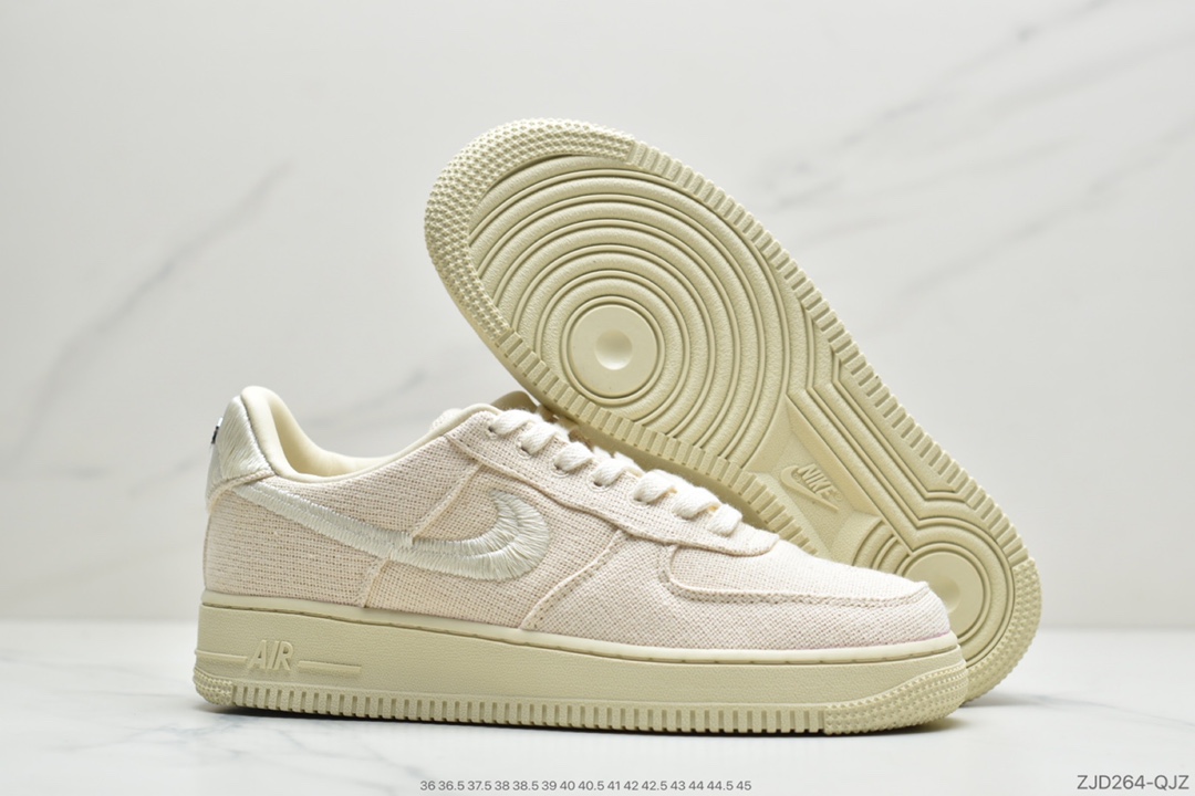 240 Stussy斯图西 x Nike Air Force 1 '07 Low”Black Cool”空军低帮经典百搭休闲运动板鞋CZ9084-200