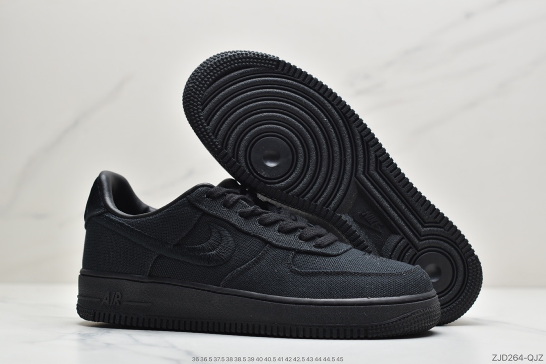 240 Stussy斯图西 x Nike Air Force 1 '07 Low”Black Cool”空军低帮经典百搭休闲运动板鞋CZ9084-200