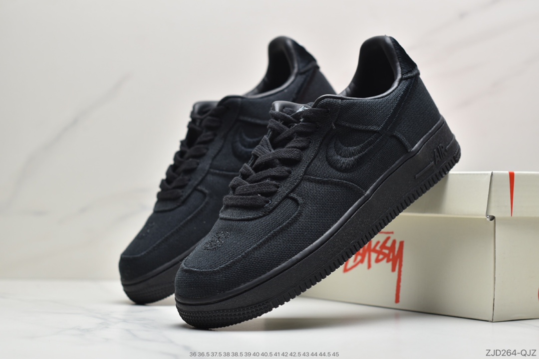240 Stussy斯图西 x Nike Air Force 1 '07 Low”Black Cool”空军低帮经典百搭休闲运动板鞋CZ9084-200