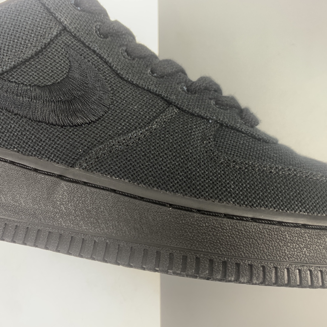 240 Stussy x Nike Air Force 1 Low”Black Cool”耐克 空军低帮 黑麻布电绣钩子低帮板鞋 CZ9084-001