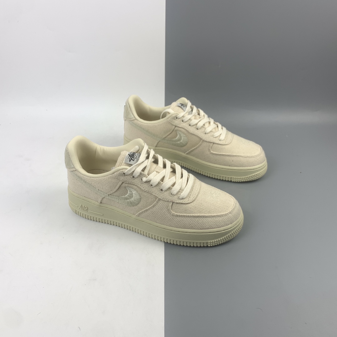 240 Stussy x Nike Air Force 1 Low”Black Cool”耐克 空军低帮 黑麻布电绣钩子低帮板鞋 CZ9084-002